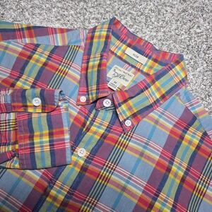 J Crew Shirt Men's Medium Indian Madras Plaid Slim Fit Long Sleeve Button Down